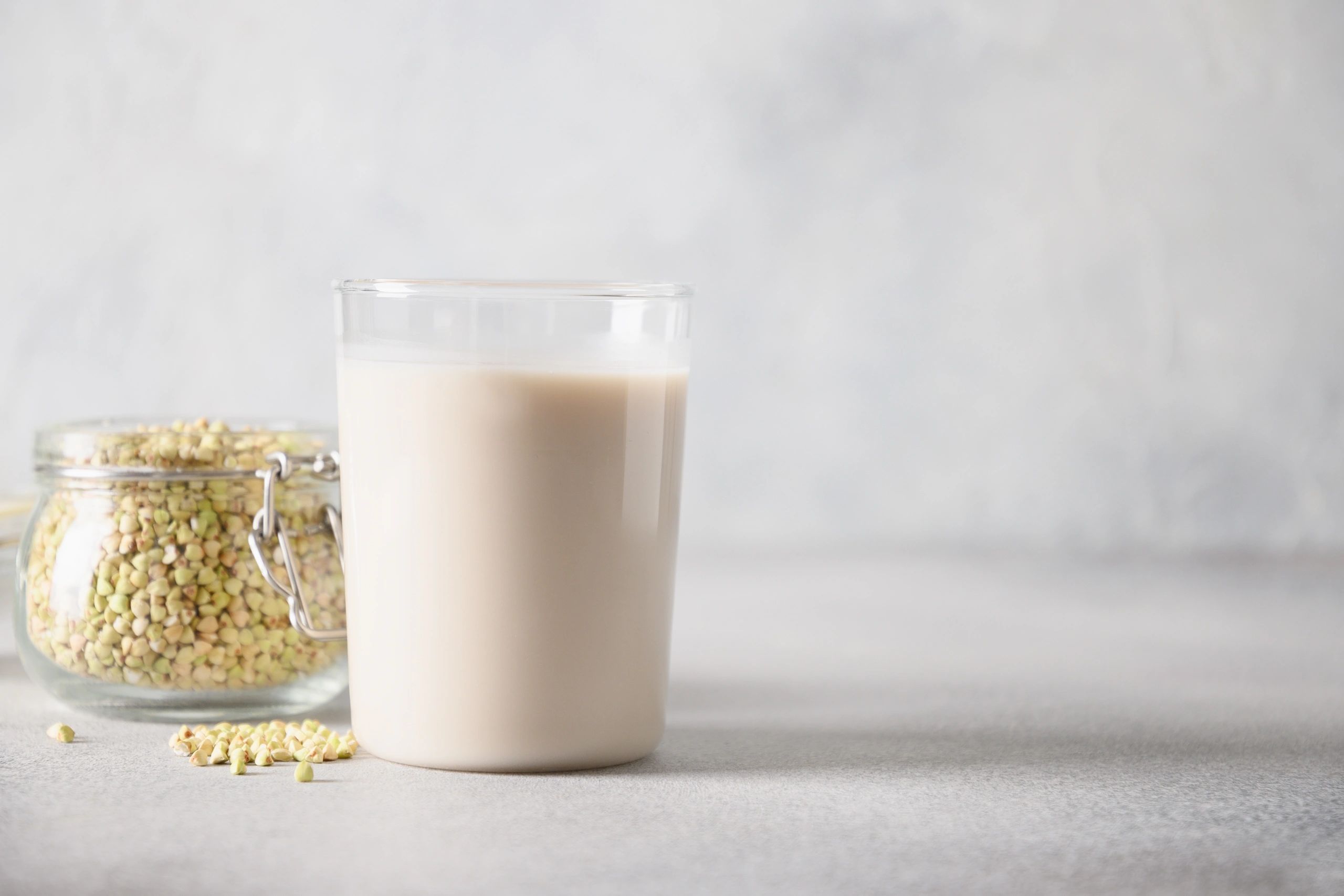 Plant-based protein drink in a glass