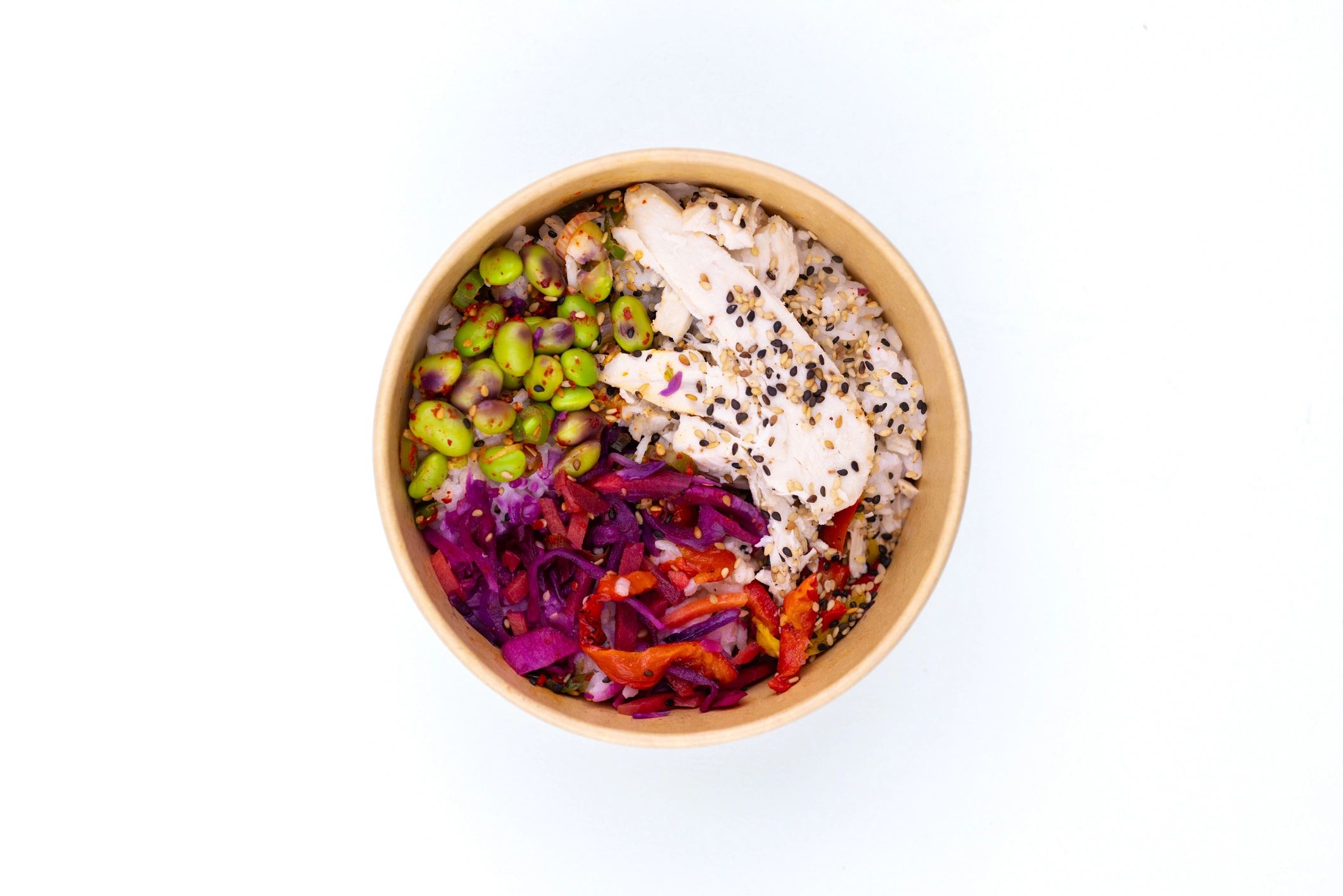 Protein bowl with chicken, vegetables, and rice
