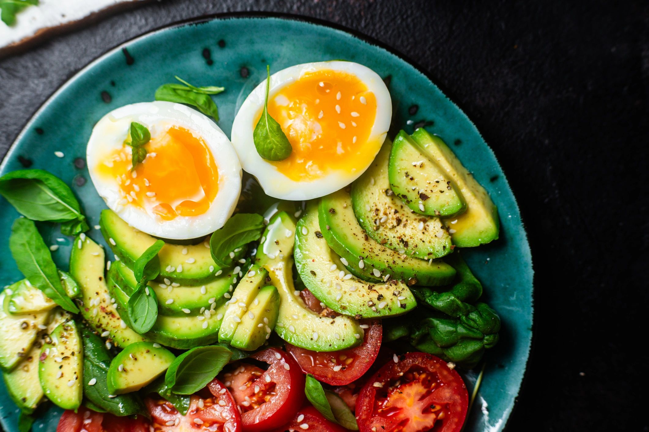 High-protein breakfast plate with avocado and egg