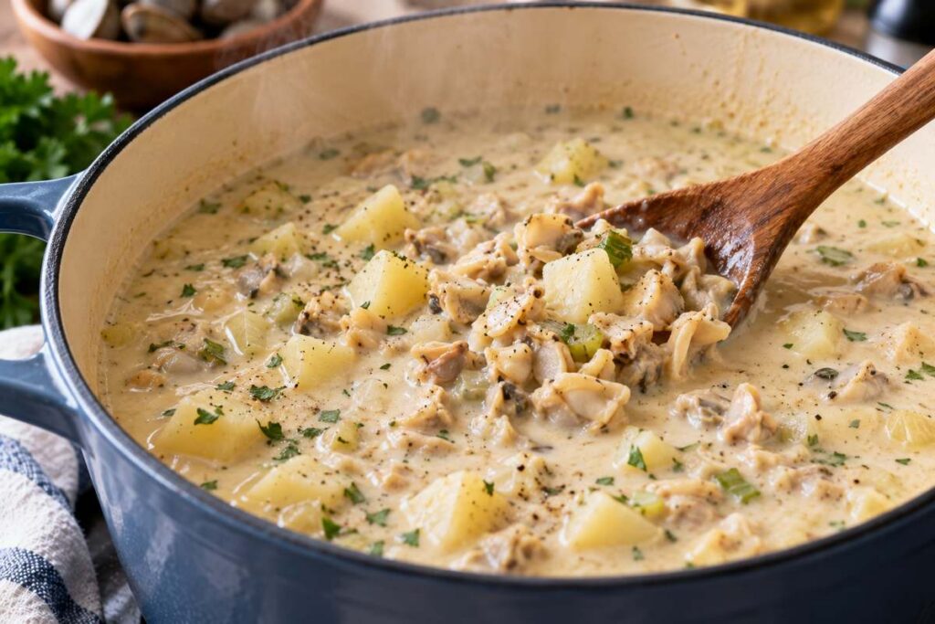 Clam Chowder Recipes: Creamy New England-Style Chowder 8 Adding Chopped Clams to Chowder 1