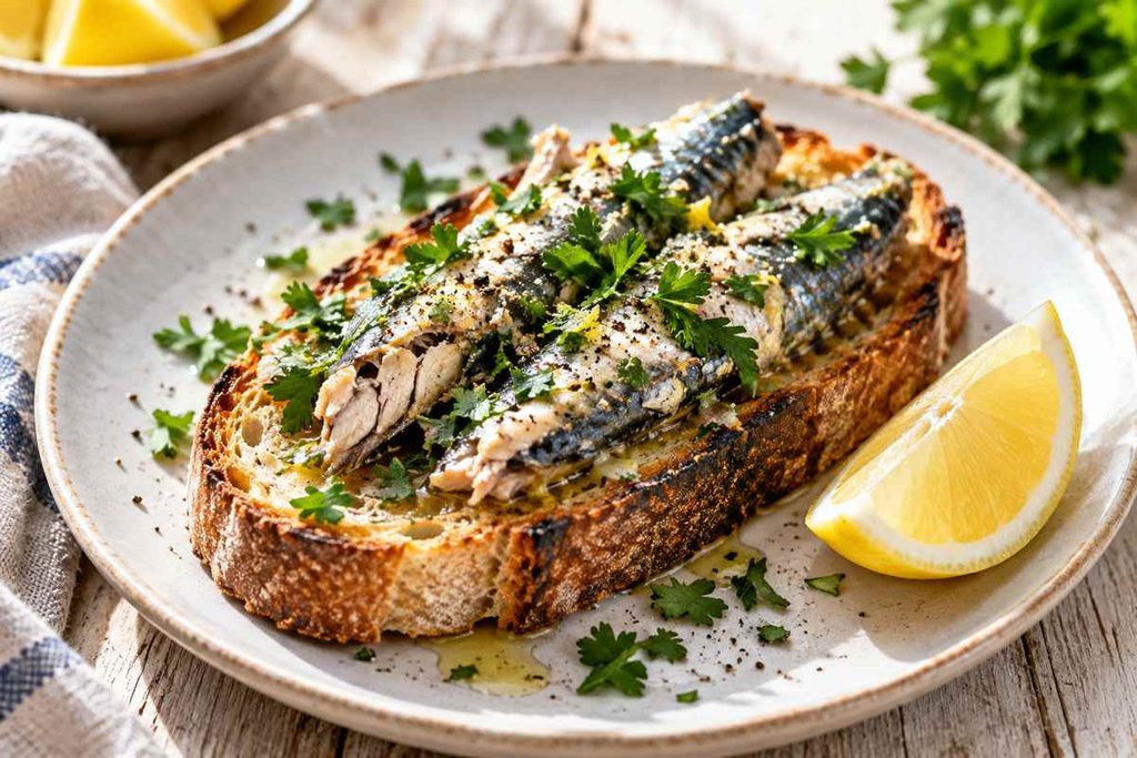 Sardine Toast Recipes: 5 Easy High-Protein Ideas 2 Classic sardine toast with lemon parsley and black pepper on toasted sourdough - Sardine Toast Recipes
