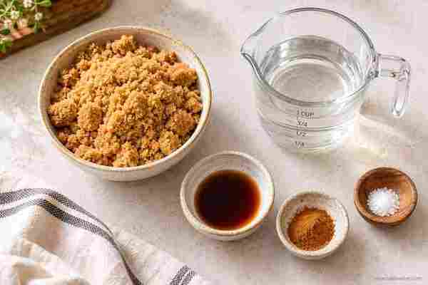 Brown Sugar Syrup for Coffee: Easy Homemade Recipe 2 Brown sugar, water, vanilla, cinnamon, and salt for homemade brown sugar syrup for coffee - Brown Sugar Syrup for Coffee