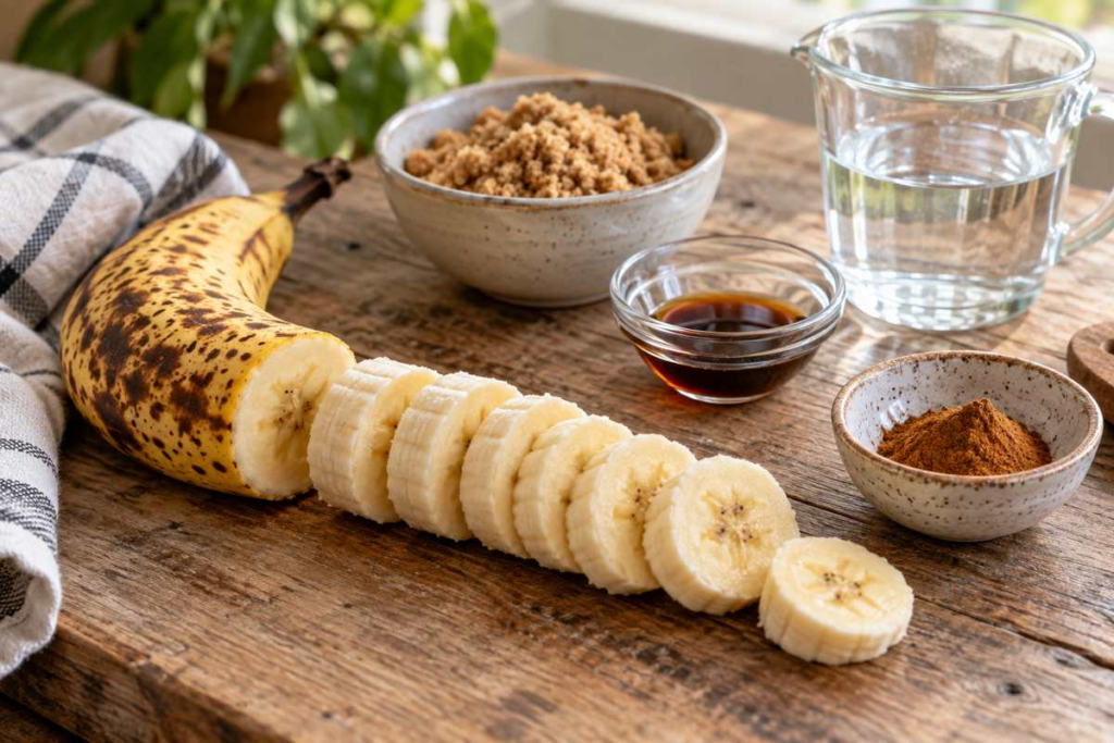 Banana Syrup Recipe for Coffee 2 Sliced ripe banana for homemade coffee syrup