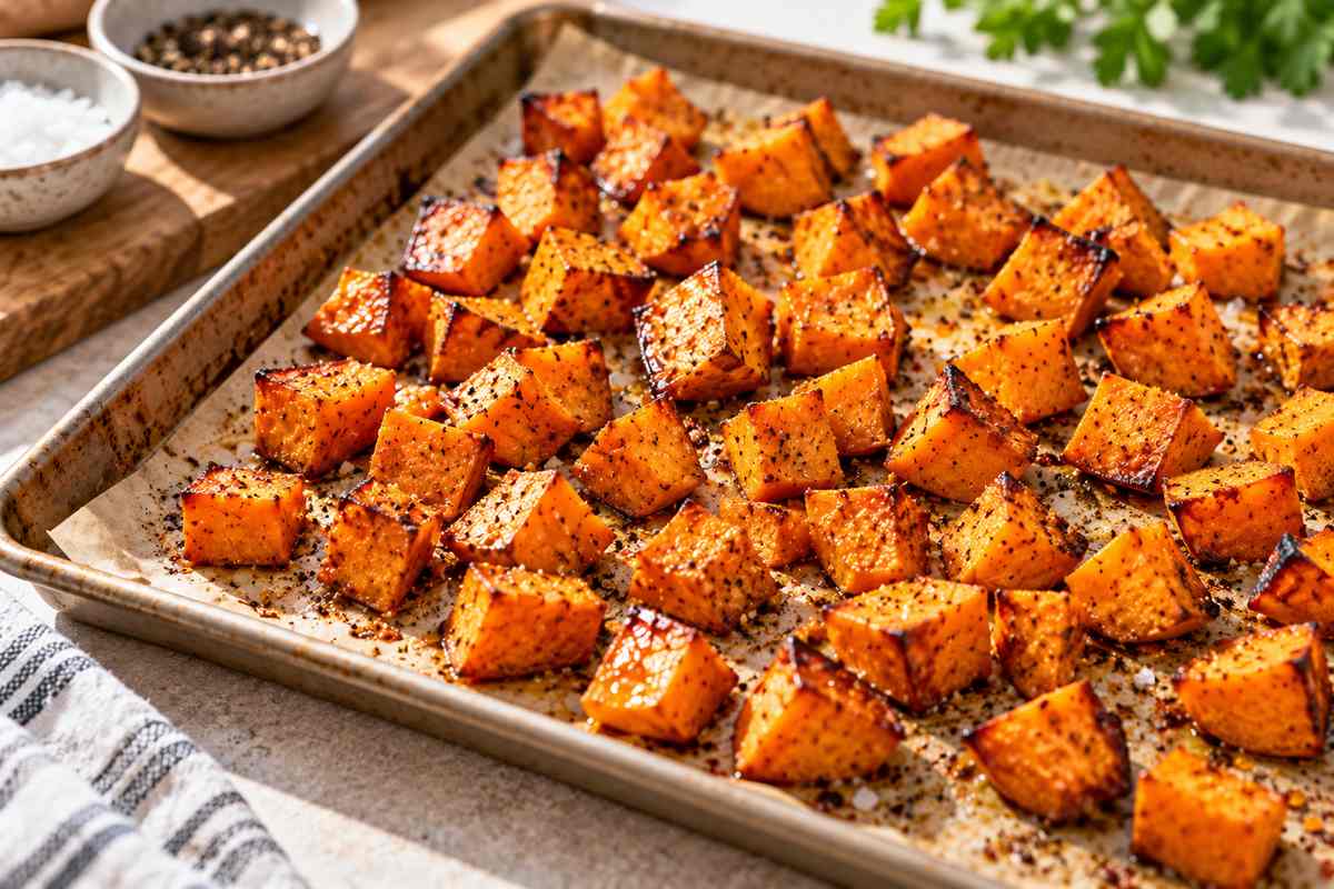 High Protein Hot Honey Ground Beef Bowls 4 Roasted sweet potatoes for hot honey ground beef bowls