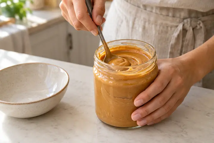 2 Ingredient Peanut Butter Cookies (No Eggs or Flour) 2 Stir the peanut butter for two ingredient peanut butter cookies