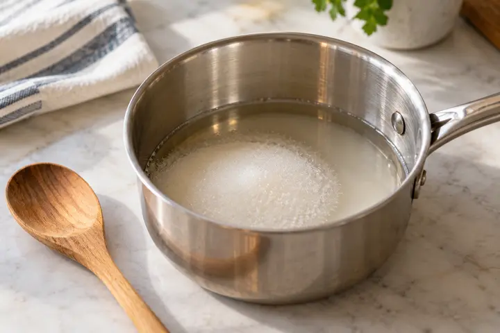 Almond Coffee Syrup (Easy 3-Ingredient Recipe) 2 Combine sugar and water for almond coffee syrup