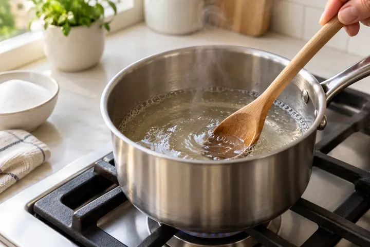 Almond Coffee Syrup (Easy 3-Ingredient Recipe) 3 Dissolve gently for almond coffee syrup