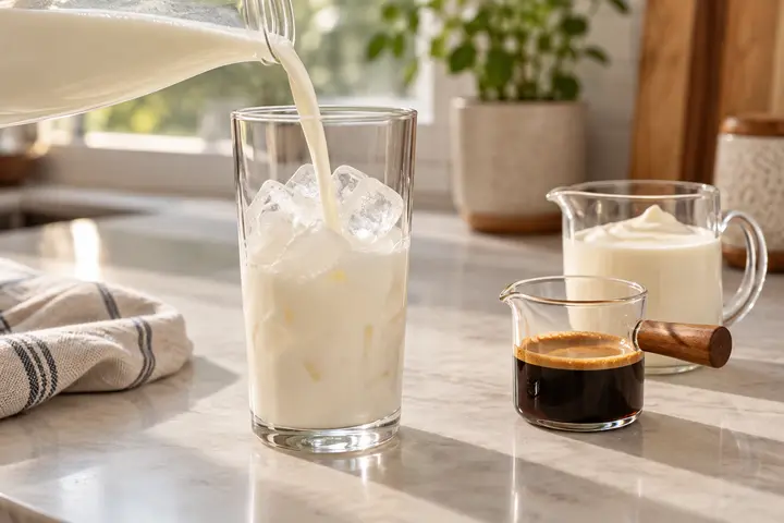 Prepare the glass for cinnamon roll latte