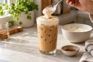 Finish and serve for cinnamon roll latte