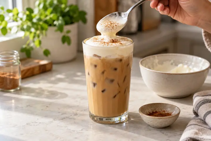 Finish and serve for cinnamon roll latte