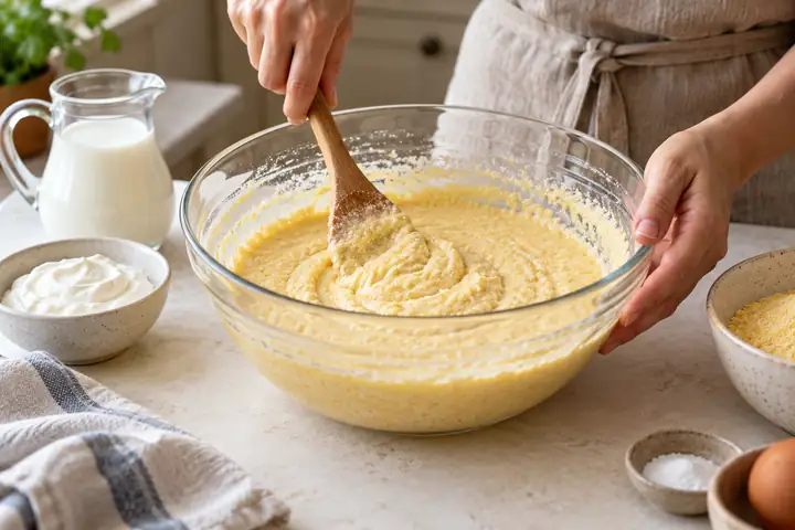Easy Corn Casserole Recipe Without Jiffy 3 Corn Casserole Without Jiffy: Add the wet ingredients