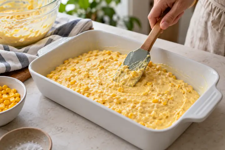 Easy Corn Casserole Recipe Without Jiffy 4 Corn Casserole Without Jiffy: Fold in the corn