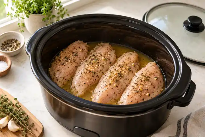 Juicy Crock Pot Chicken Breast Recipe 3 Crock Pot Chicken Breast: Load the slow cooker