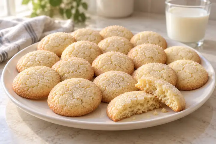 Eggless sugar cookies with lightly golden edges and a tender crumb
