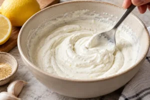 6 Easy Dips With Few Ingredients (2–5 Ingredients Each) 8 Garlic lemon yogurt dip stirred until evenly combined