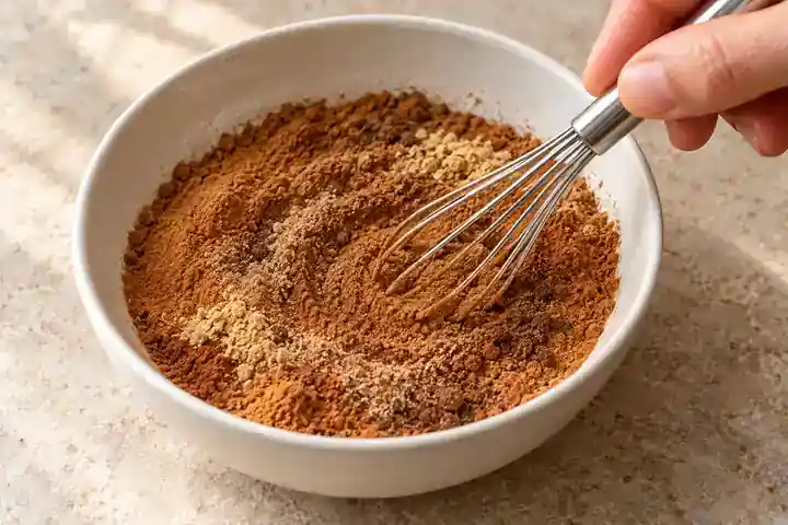 Whisking ground spices together for pumpkin pie spice