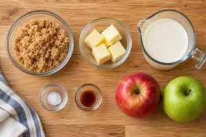 Homemade Caramel Apple Dip (Without Cream Cheese) 10 Measured brown sugar butter cream salt and vanilla for caramel apple dip