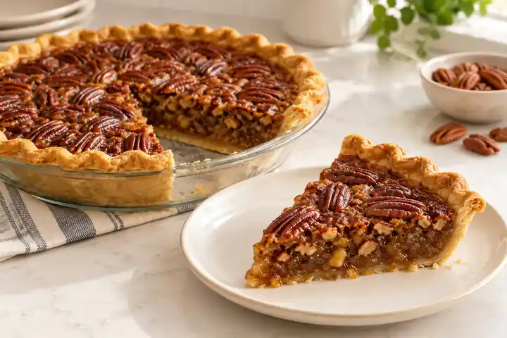 Pecan Pie Without Corn Syrup ready to serve