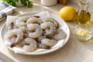 Simple Marinade for Shrimp (Lemon Garlic Recipe) 10 Raw peeled shrimp dried on paper towels before marinating