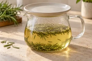 Rosemary Tea Recipe (Fresh or Dried Rosemary) 10 Covering a rosemary infusion with a saucer while it steeps