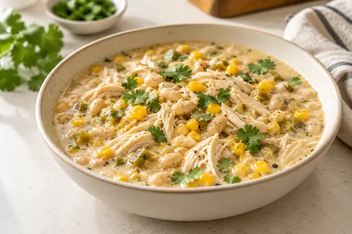 White Chicken Chili ready to serve