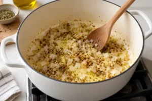 Easy White Chicken Chili Recipe (Creamy One-Pot Dinner) 8 White Chicken Chili: SautΓ© onion and spices