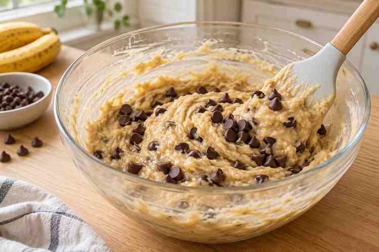 Banana Chocolate Chip Bars: Soft & Easy Dessert 6 Chocolate chips folded into thick banana bar batter