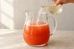 Christmas Morning Punch Recipe (Non-Alcoholic) 10 Chilled ginger ale poured into the Christmas punch juice mixture.